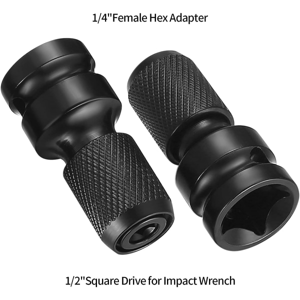 3 Pieces 1/2" Square to 1/4" Hex Socket Adapters, Quick Release C