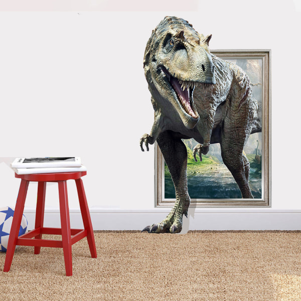 3D bruten vägg realistisk dinosaurie sovrum vardagsrum barns