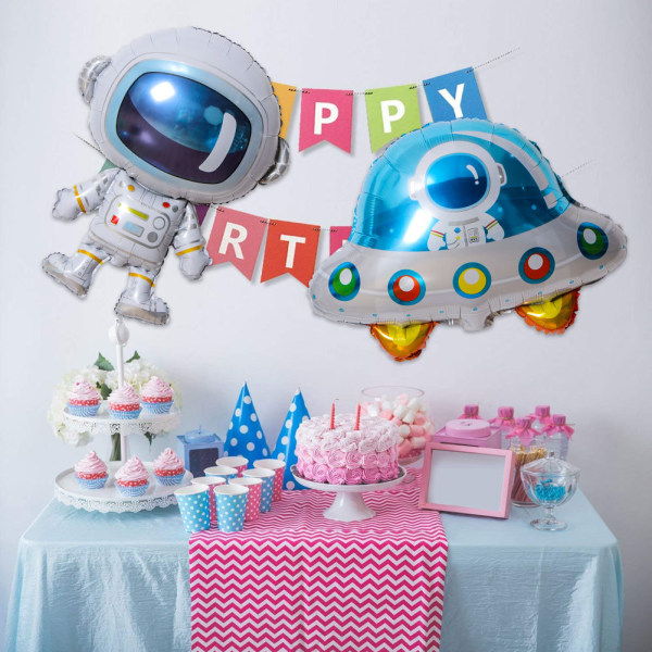 Mall Astronaut Raket Rymdballong Set Grattis På Födelsedagen Uppblåsbar