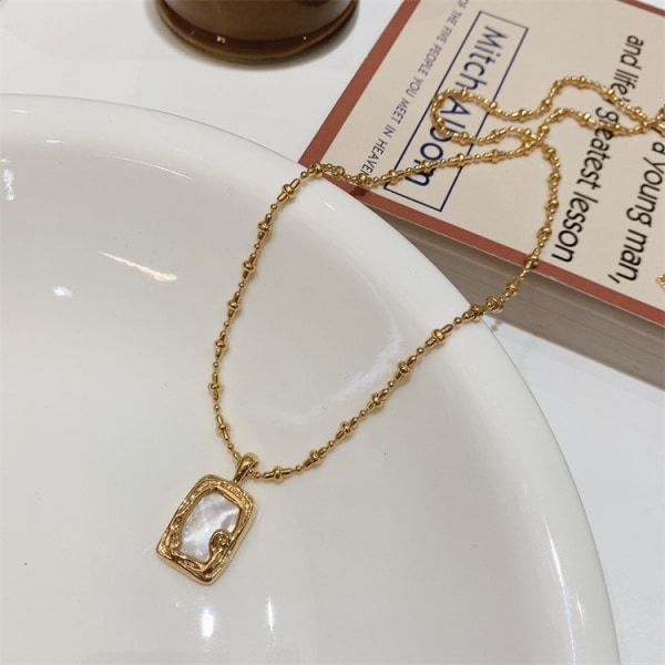 Äkta guldpläterat fyrkantigt hänge oregelbunden kedja halsband mode