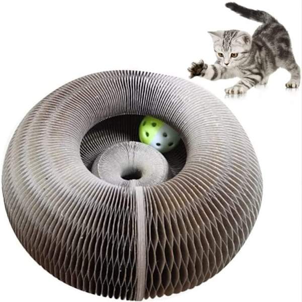 Magisk orgel kattklösbräda - med en leksaksklocka, interaktiv skrapa katt leksak, katt slipning klo skrapa bräda, hopfällbar