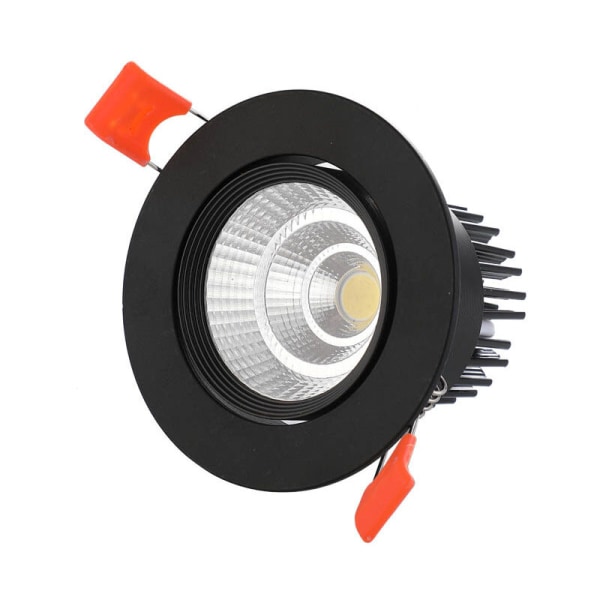 2-pakning LED-innfellbare spotlights, 3W COB-innfelt taklampe, AC 220-240V, kald hvit 6000K, justerbar vinkel 30°, IP44, utskjæring 75-80mm, for stue, bad, kjøkken (svart)