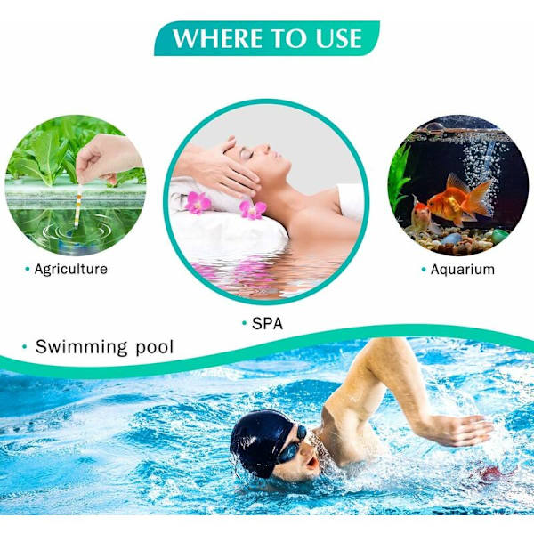 Pool- och spatest-remsor, 5 i 1 vattenkvalitetstest på klor/F