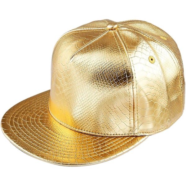 Unisex Button Back Cap, Justerbar Hip Hop Flat Brim Baseball Cap golden