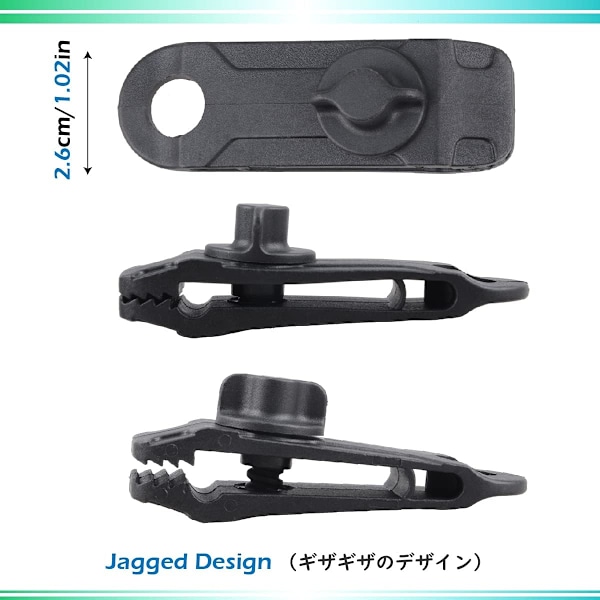 Clamp Tent Clips Tarp Clips med Grommet Clips Vindtät Fästelement för Markis