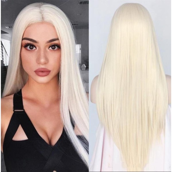 European and American women with long straight white hair set hig