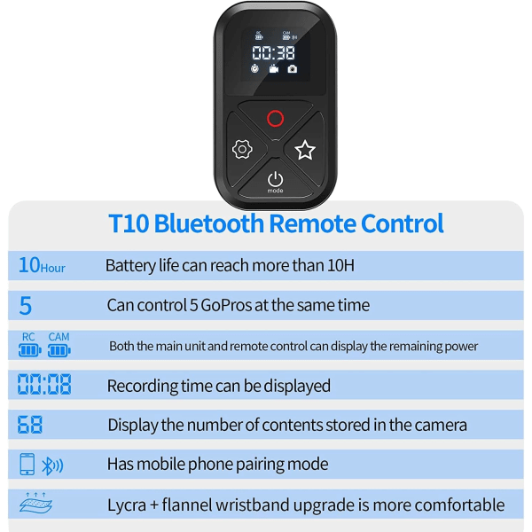 Smart fjernkontroll kompatibel med gopro 10 magnetisk indikator ch