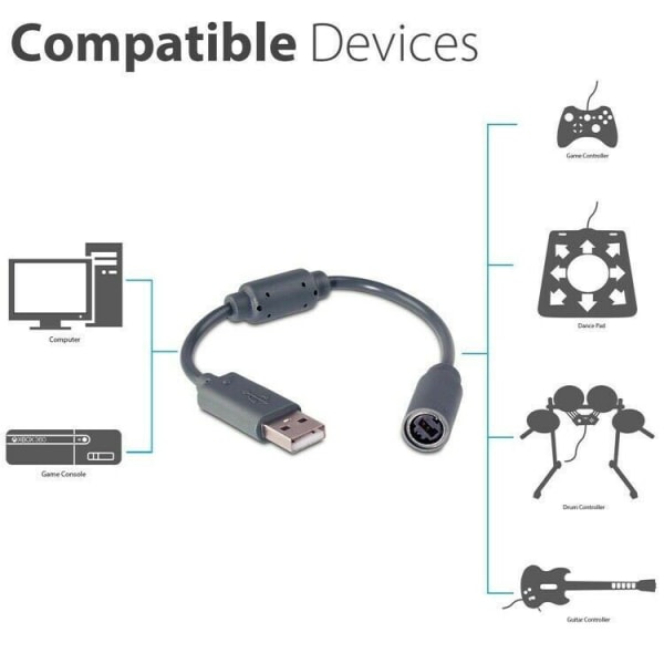 Breakaway USB -kabelkabel för Xbox 360 Wired Controller
