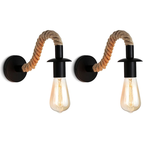 2 stk Vintage hampereb-væglampe Industriel væglampe (pære ikke