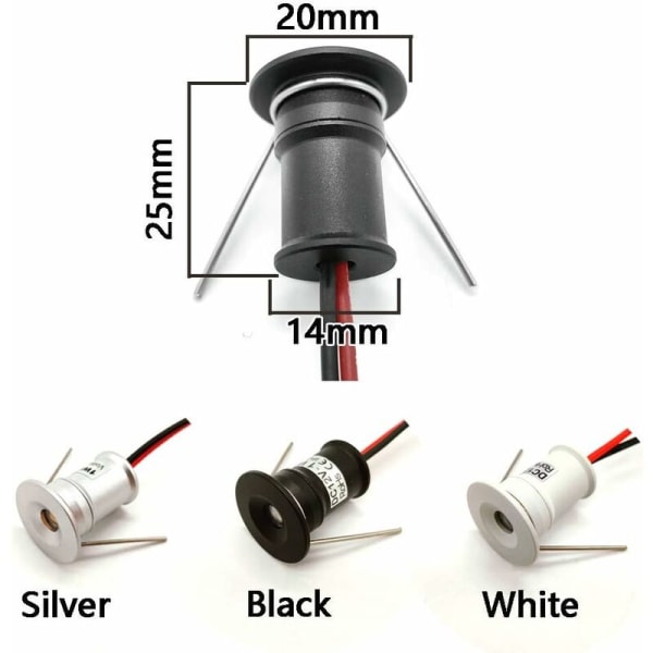 Svart 9-pack 12V 1W Mini LED-strålkastare Infällda Taklampor f