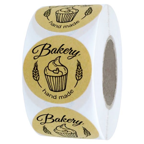 Håndlagde bakeriklistremerker - sirkulære etiketter for hjemmelagde varer, Ba