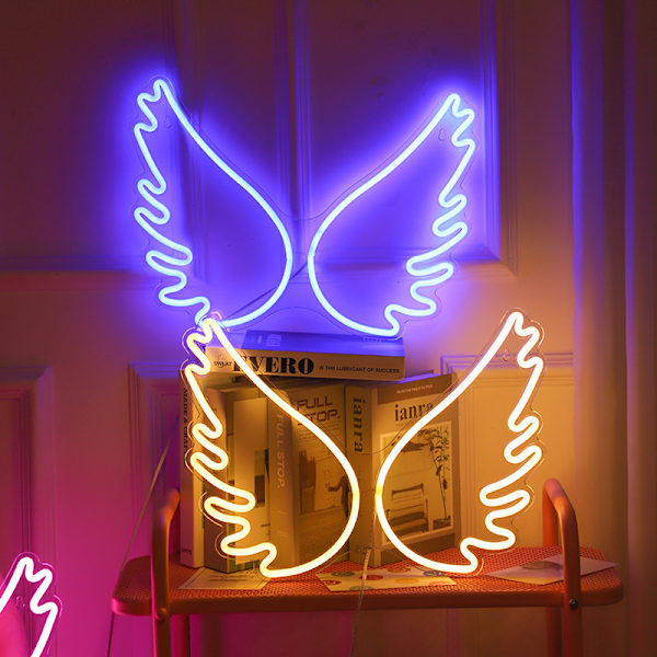 1 st LED Neonljusskylt Ängelvingar USB Nattljus Dekorativ skylt för Bar Pub Butik Klubb Garage Hemfest dekoration
