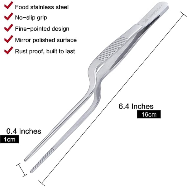 Kökspincett - offsetpincett i rostfritt stål (6,5"+8,5")