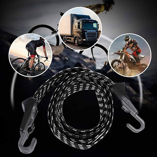 Cykel spärrband, bagagehållare gummiband, 2 stycken 3 i 1 multifunktionell elastisk fast bungee sladd med krok (68cm)
