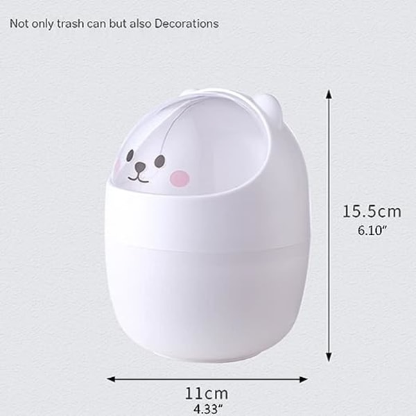 Mini - 15.5*11 White Portable Trash Desktop Trash Can