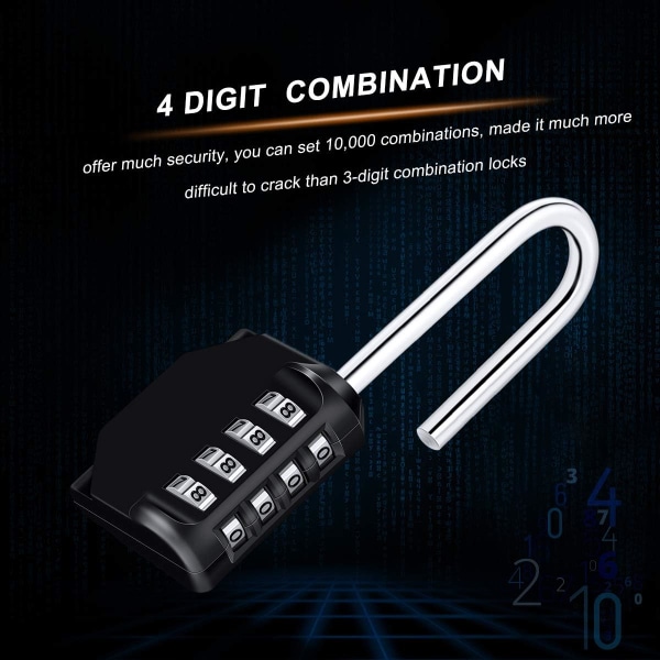 6.7cm Long Combination Padlock, [2 Pieces] Waterproof 4-Digit Com