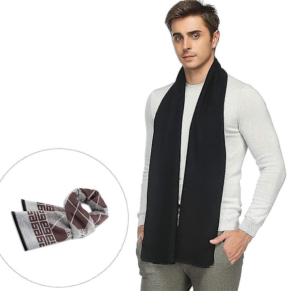 Herr Vinter Cashmere Varm Halsduk Trellis (Kaffebrun)