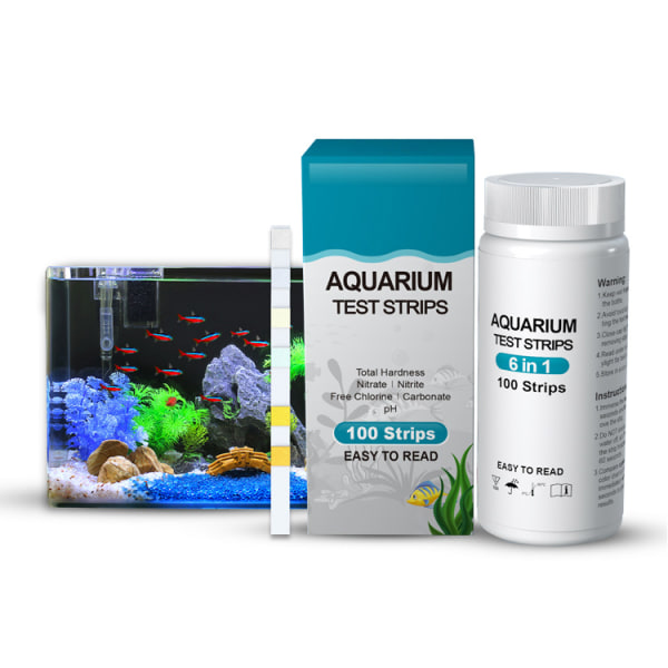 100 Pack 6 i 1 Akvarium Test Strips, PH Test Nitrit Nitrat Chl