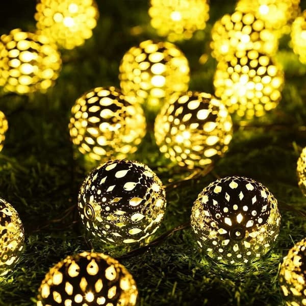 20 LED solcellslingor med järnkulor marockansk stil vattentät