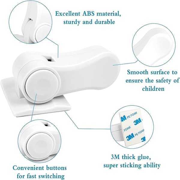 Baby børnesikkerhedslås 5 stk selvklæbende sikkerhedsdørhåndtagslås S