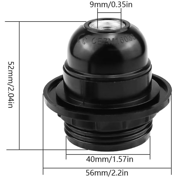 4 st E27-sockeladapter Sockel E27 Lamphållare E27 Svart Skruv