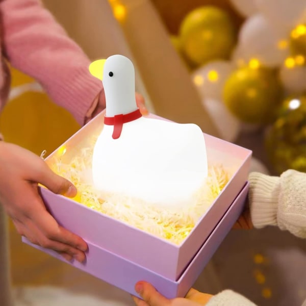 Cute Duck Goose Night Light, USB Rechargeable Nursery Lamp with P