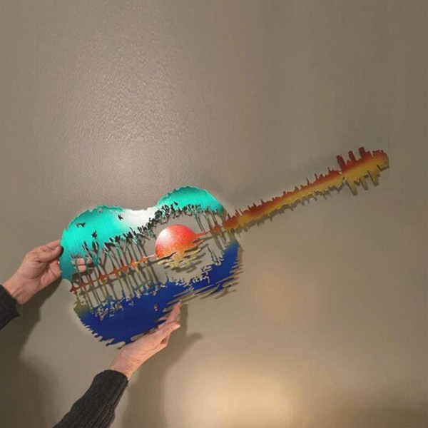 Abstrakt gitarr Metal Precision Gitarrspelare Väggkonstskulpturer