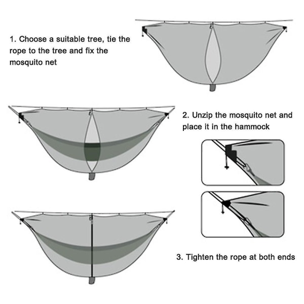 Ultralett myggnett camping hengekøye (3,4mx1,4m), pustende, hurtig tørkende, polyester mesh