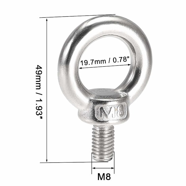 10 stk. M6*20 øjebolte 304 rustfrit stål løftering ringform han th