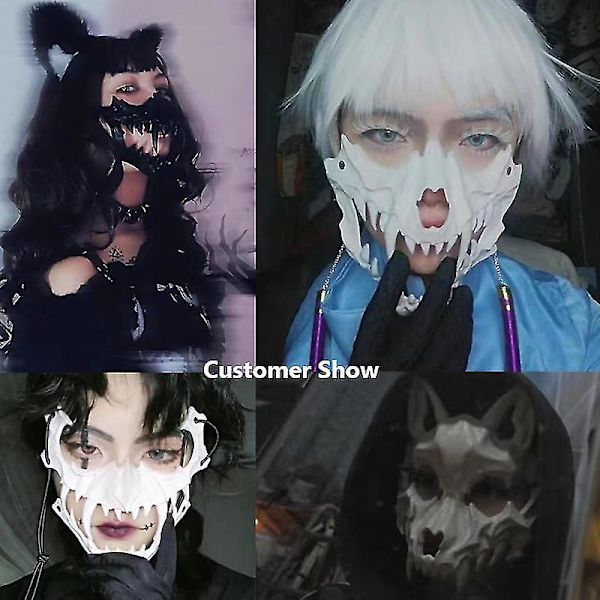 Japansk Mask för Vuxna - Harts Mask Vit Dödskalle Läskig Skräck