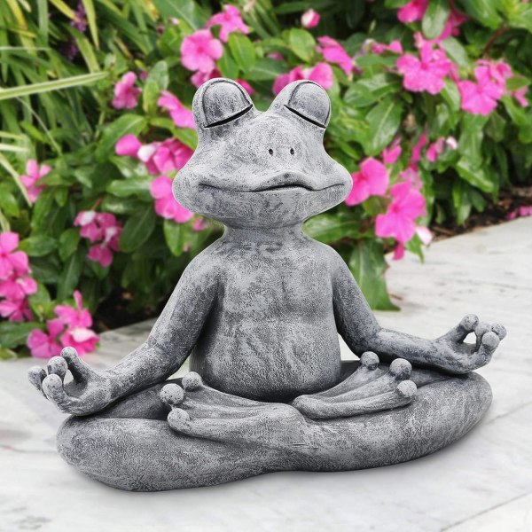 Den originale mediterende Zen Yoga froskefiguren hagestatue - Gi