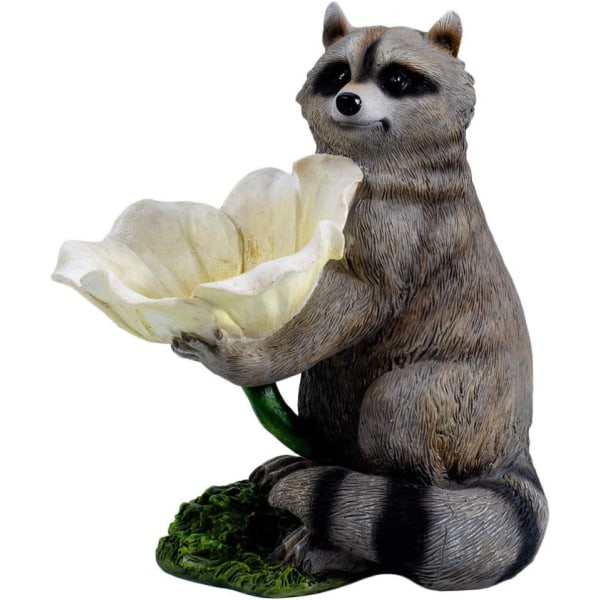 Creative Raccoon Bird Feeder Decorative Resin Cute Raccoon Statue