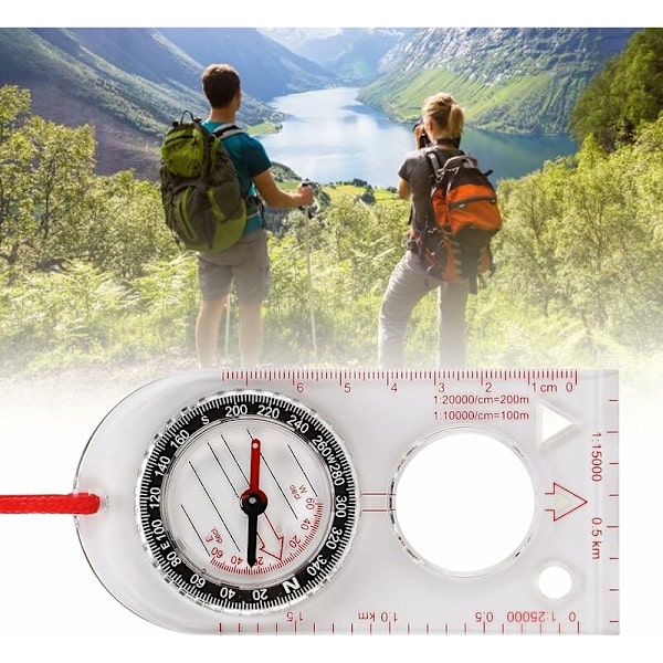 Vandringskompass, militär överlevnadskit utrustning, idealisk för kartorientering, vandring, camping, utomhussporter.