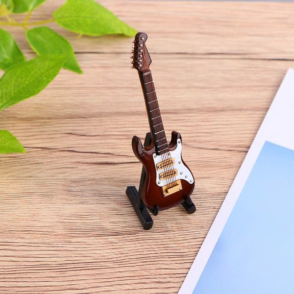Miniatyrgitarrmodell elgitarr rörlig docka musikinstrument miniatyr