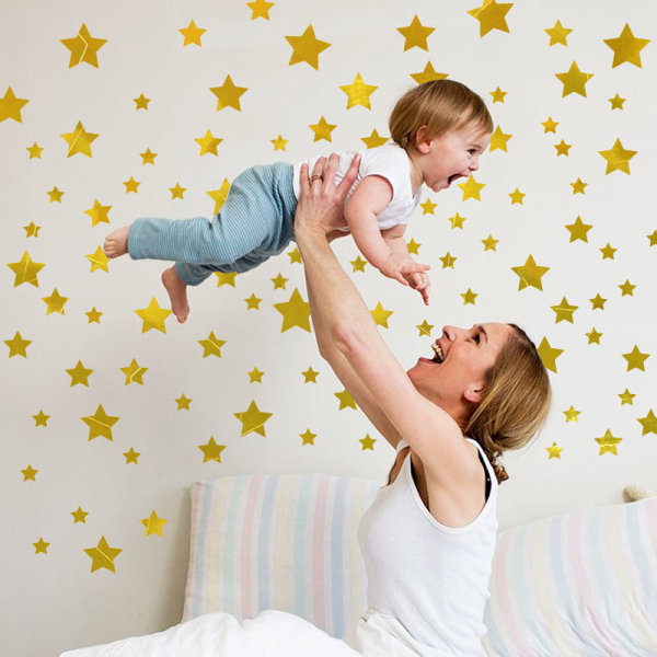 En set gyllene stjärnor väggdekaler klistermärken dekor för baby