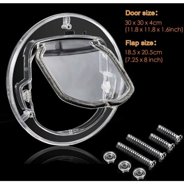 Dog Door Window Door Round Clear Flap Door with 4 Ways Lock & Lin