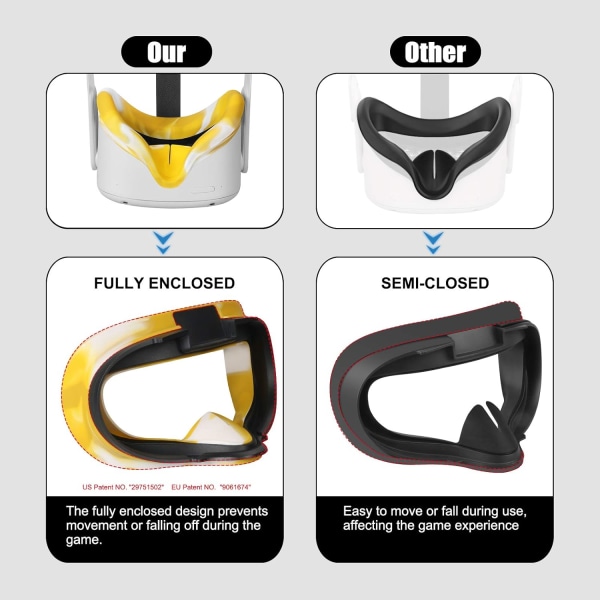 Silikone VR Face Cover til Oculus/Meta Quest 2 Headset Glasses Sw