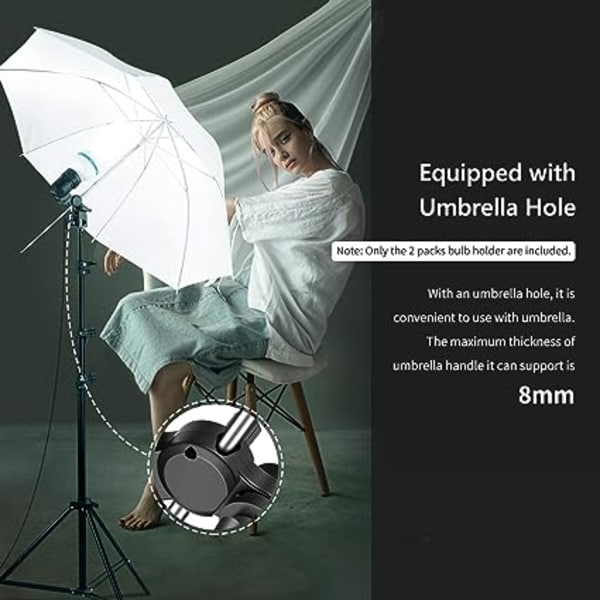 E27 Lampfäste med paraplyhållare, Fotostudio Ljus Bulb Power Socket Lampfäste, 1 Pack（Europeisk version）