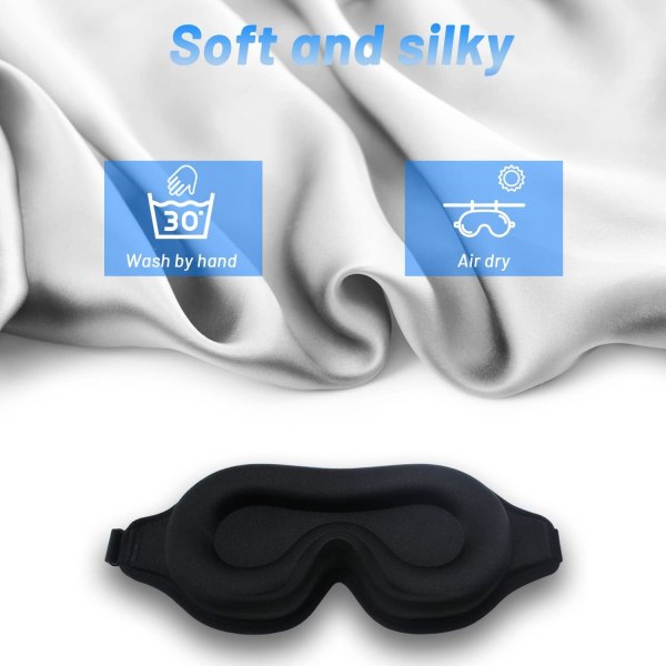 2 stk 3D Contour Sleep Eye Masks, Blackout Eye Masks med Justerbar