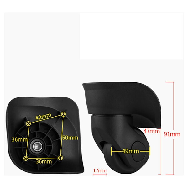 Par av resväskor Universal Durable Silent Rubber Multi-Di