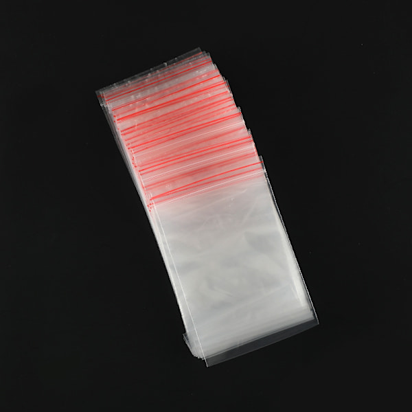 Förpackning med 100 st, tryckförslutningsbara påsar 7 x 10 cm återförslutningsbara poly-påsar