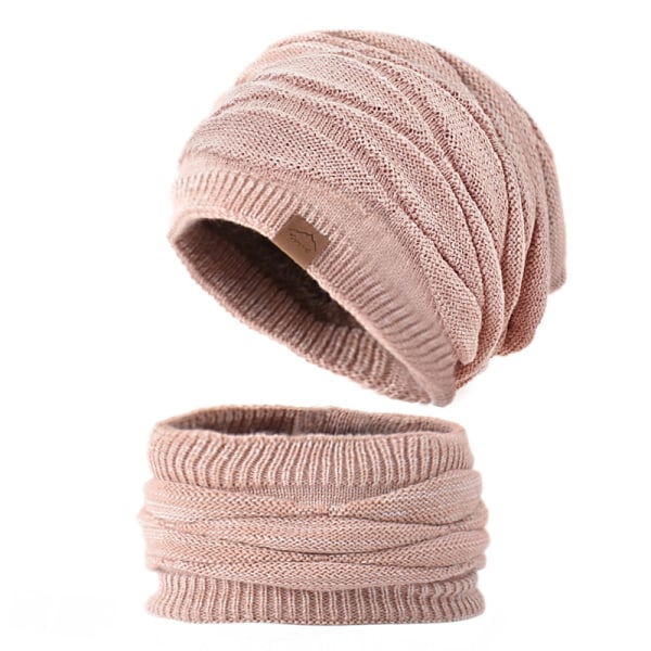Mjuk mössa och halsduk för kvinnor med varmstickad vinterskidmössa med