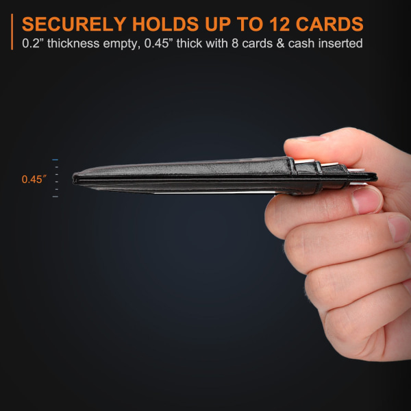 Smal RFID-blockerande läderplånbok Kredit-id-korthållare Portmonn. Mån