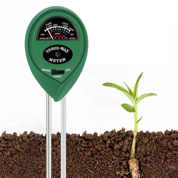 Soil Tester Kit, 3 i 1 Soil Tester fuktighetsmåler, lys og pH