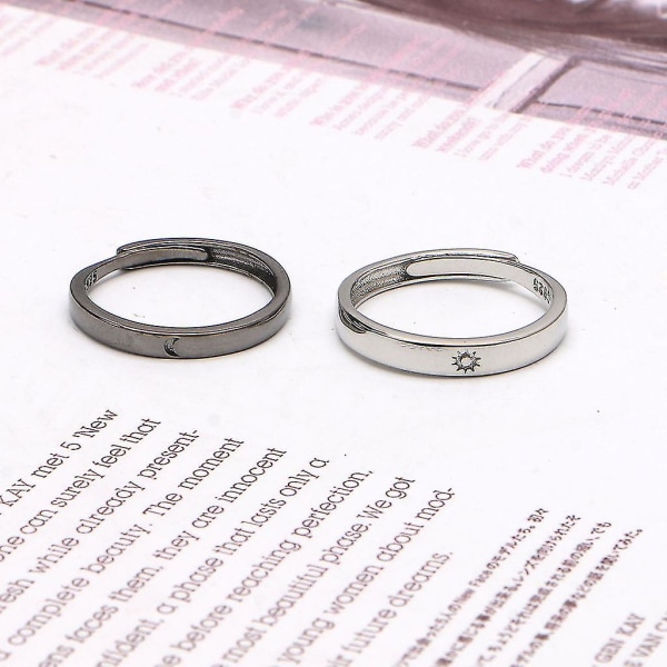 2 Pcs Sun Moon Lover Couple Rings Matching Knuckle Ring Adjustabl