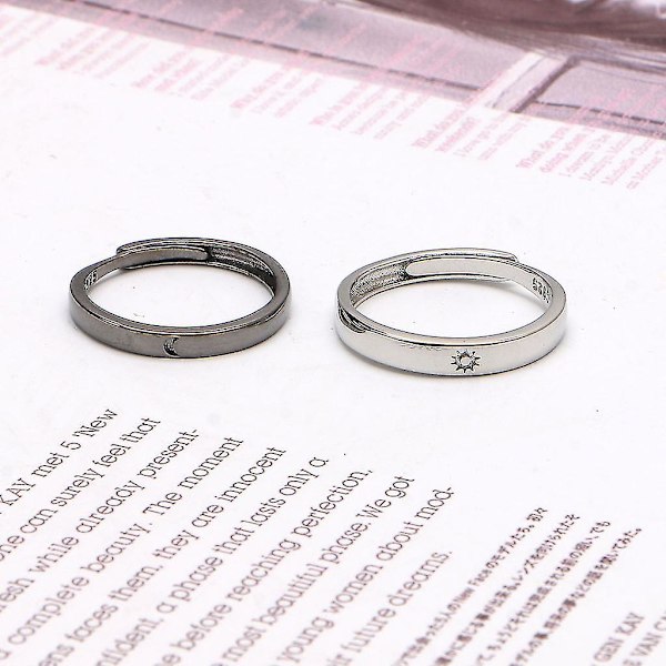 2 st Sol Måne Älskare Par Ringar Matchande Knuckle Ring Justerbar