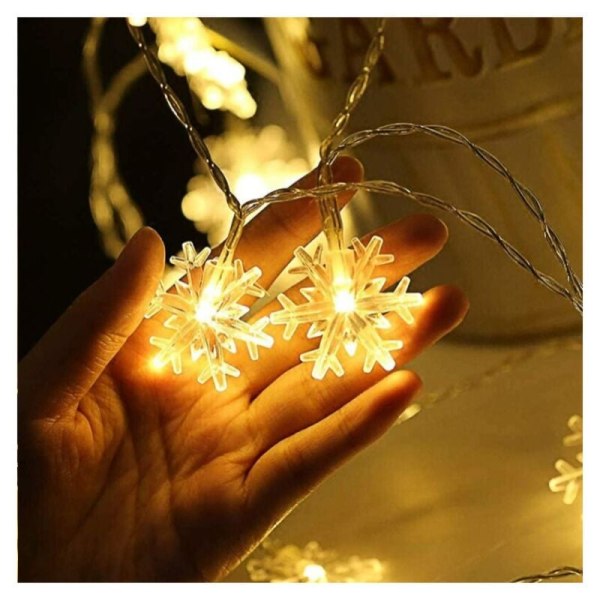 Snowflake String Lights, 6M 40 Pcs Battery Operated LED Fairy Lig