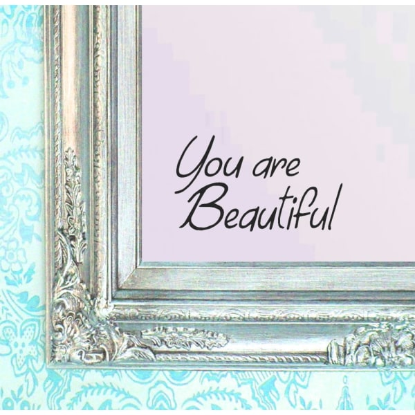 olet kaunis Mirror Decal Inspirational Mirror Decor Black Vi