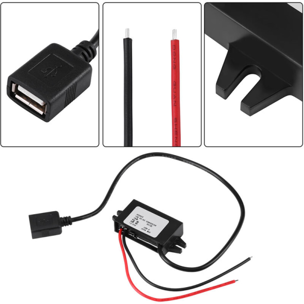 1 kpl DC-DC-alennusadapteri 12V/24V USB 5V 3A -muunnin