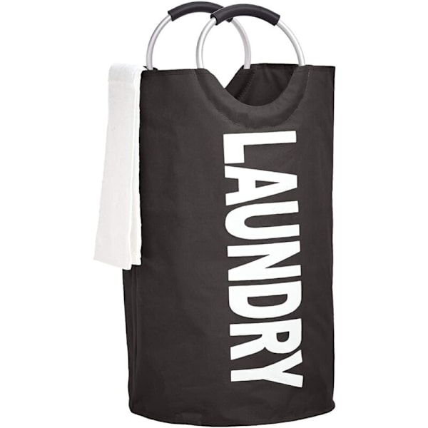 Tvättkorg i tyg med aluminiumhandtag, Svart 72X38cm